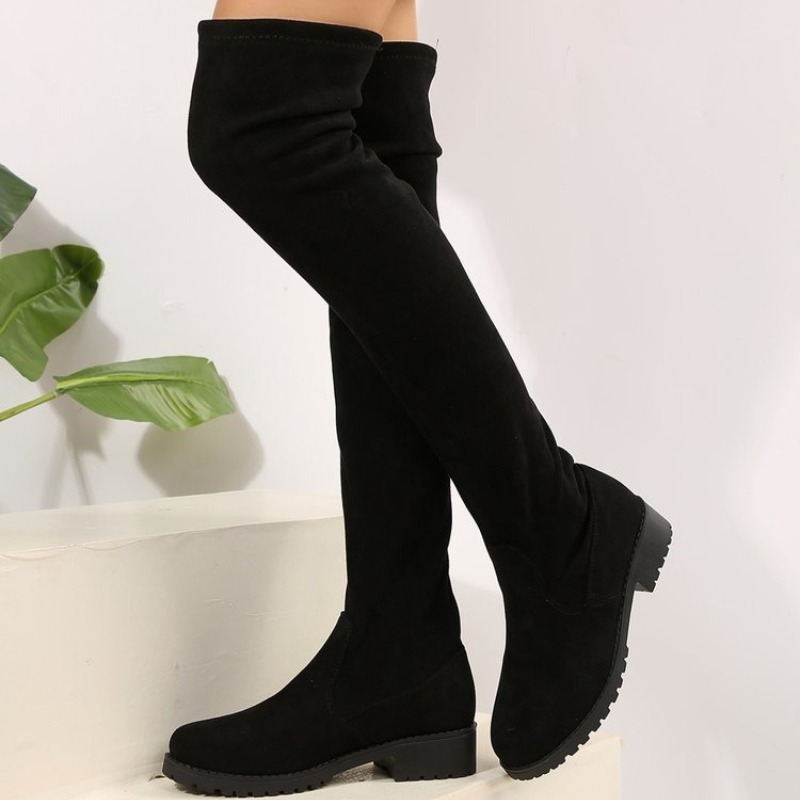 Knee High Sock Women - Damen Overknee-Stiefel, oberschenkelhoch, Stretch, Wildleder-ähnliche Textur,