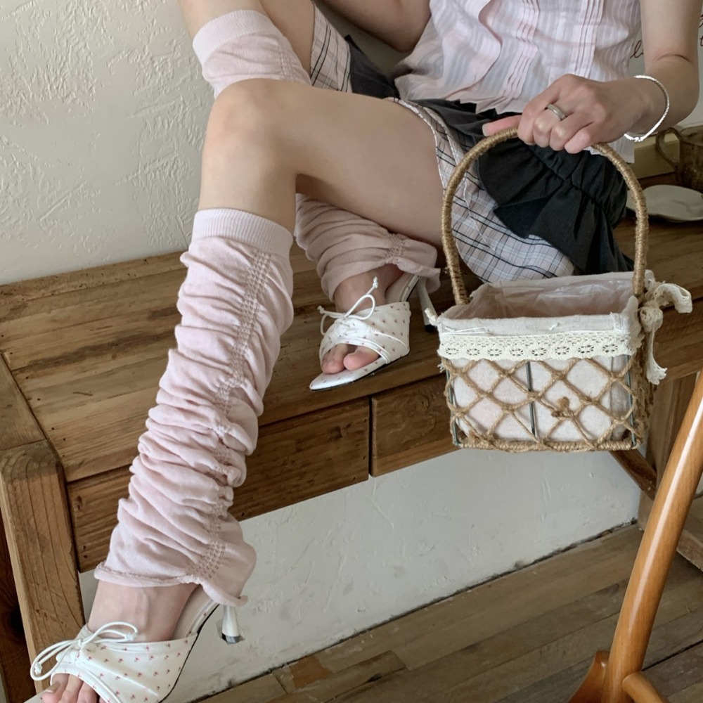 Boot Sock Slouchy - Rosa Rüschen-Bubble-Overknee-Socken im Balletcore Miu-Stil, Lässige