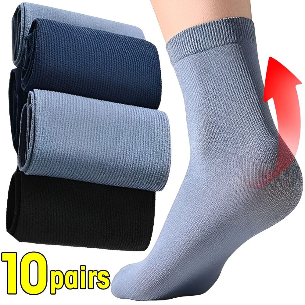 Silk Sock Bamboo - 10 Paar Modische Herren-Eisseidensocken, Weiche Elastische