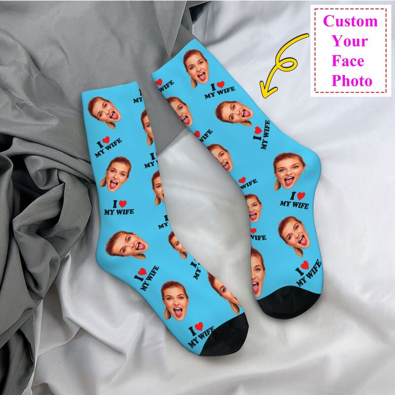 Dress Sock Men - Ich liebe meine Frau, personalisiertes Gesicht,