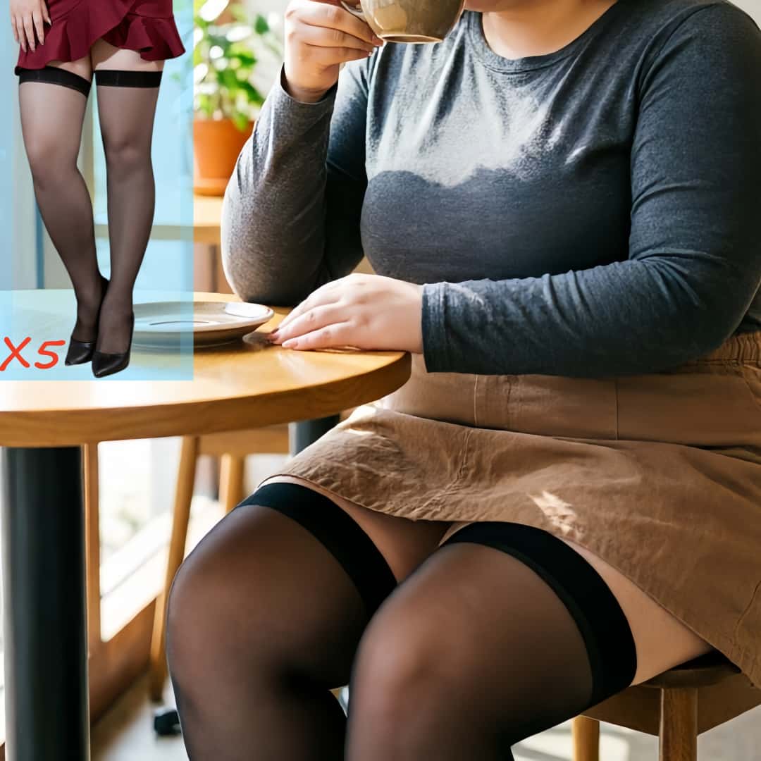 Thigh High Sock Stay Up - 5 Paar Übergrößen-Overknee-Strümpfe mit Spitzenabschluss für