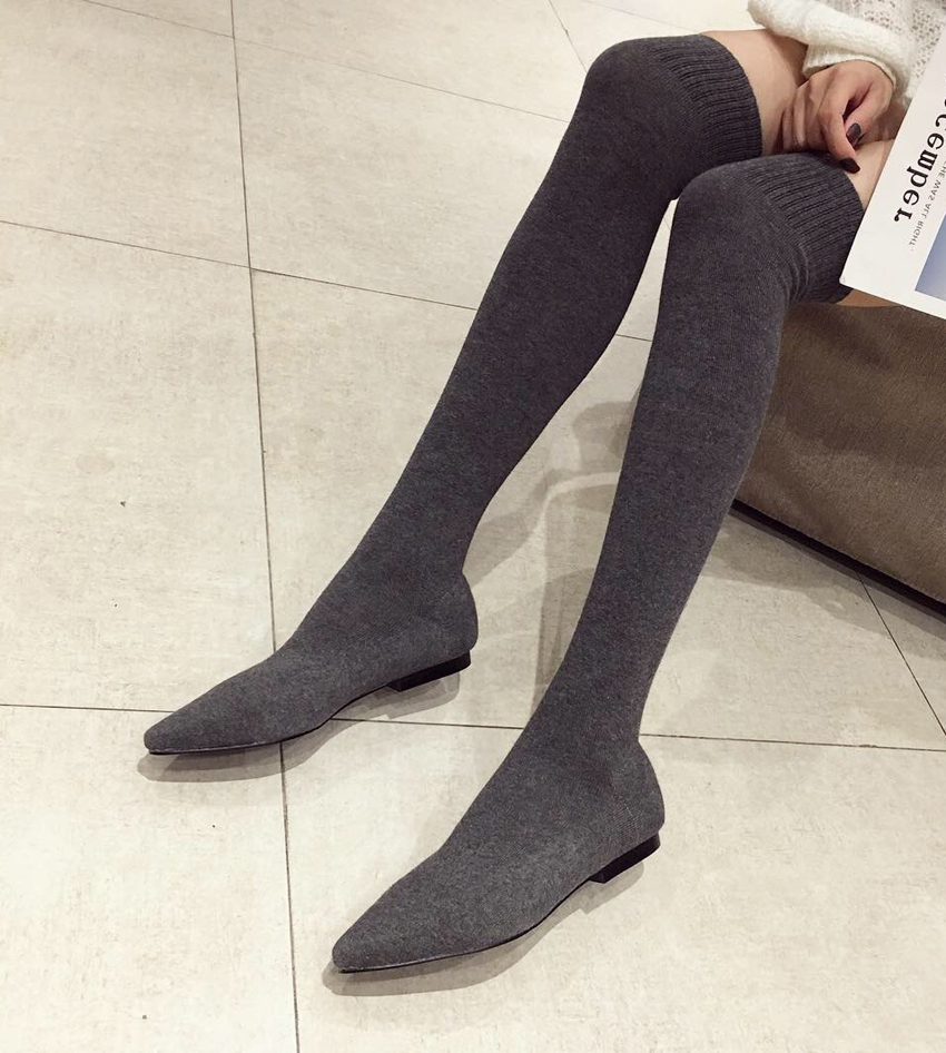 Boot Sock Slouchy - AIYKAZYSDL 2024 Herbst Kätzchen Niedrigen Absatz