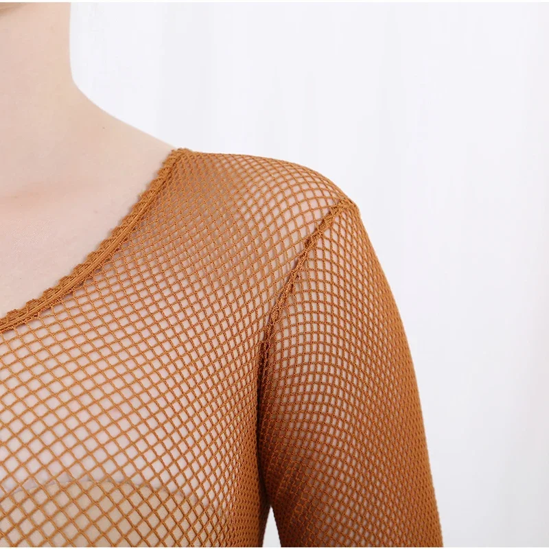Fishnet Stocking Women - Latin Dance Ganzkörper-Overalls, Netzstrümpfe, professioneller Hartnetz-Tanz-Body,