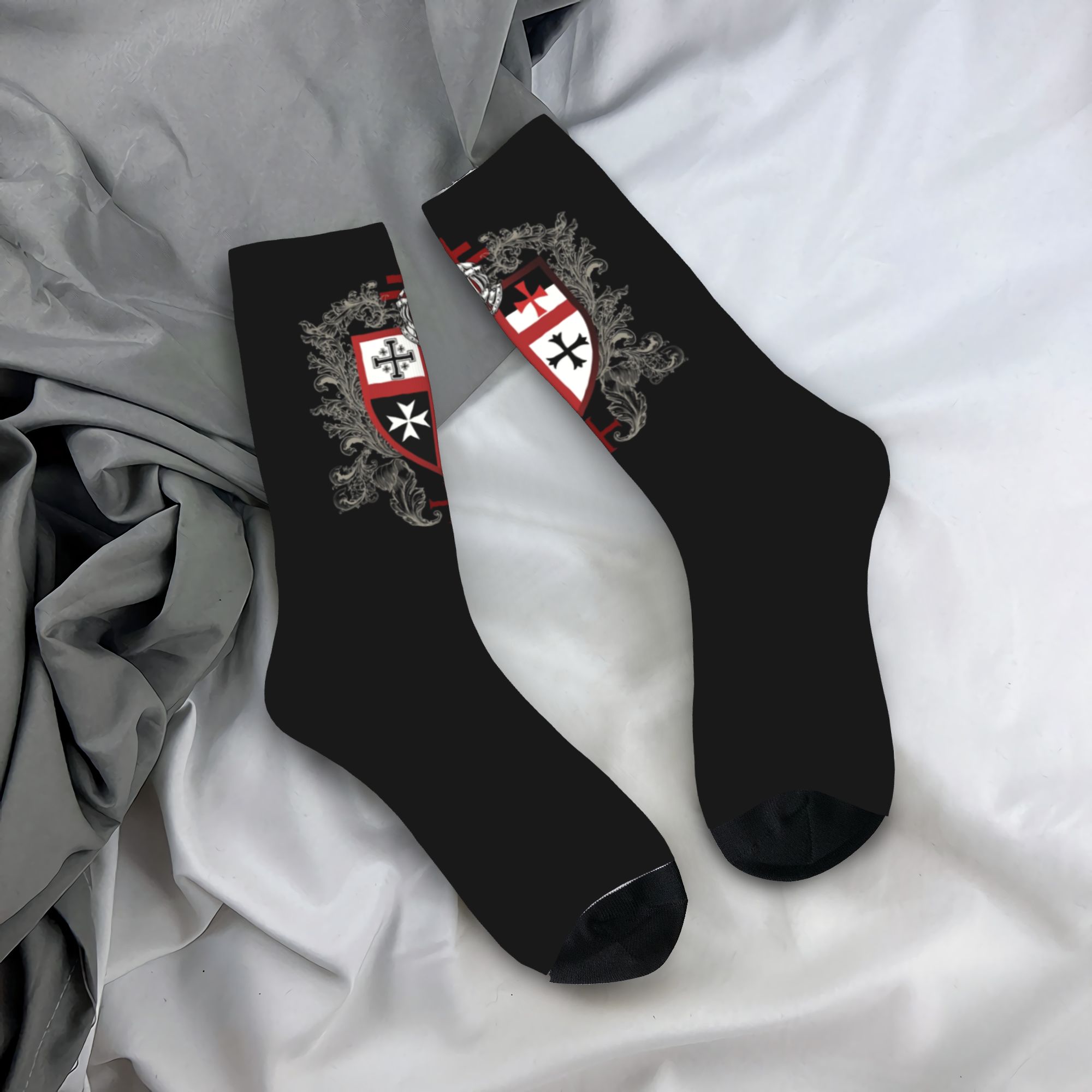 Dress Sock Men - Maßgeschneiderte Ritter-Templer-Kreuz-Schild-Socken für Herren und Damen,