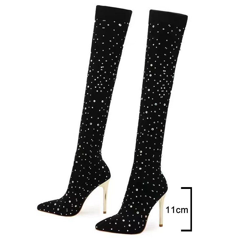Strass Schlankes Bein Stretch  – Knee High Sock Women Bewertung und Preis