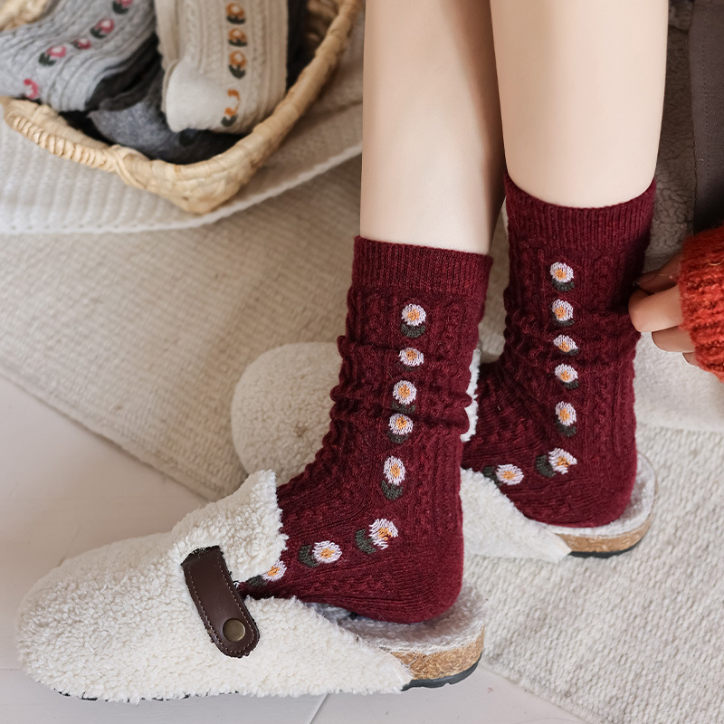 Koreanische süße florale Wolls – Boot Sock Slouchy Bewertung und Preis